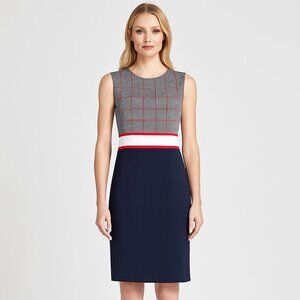 ☀️Sale  En Focus Studio Sheath Dress Red White Black Retro  Work Colorblock Sz 6